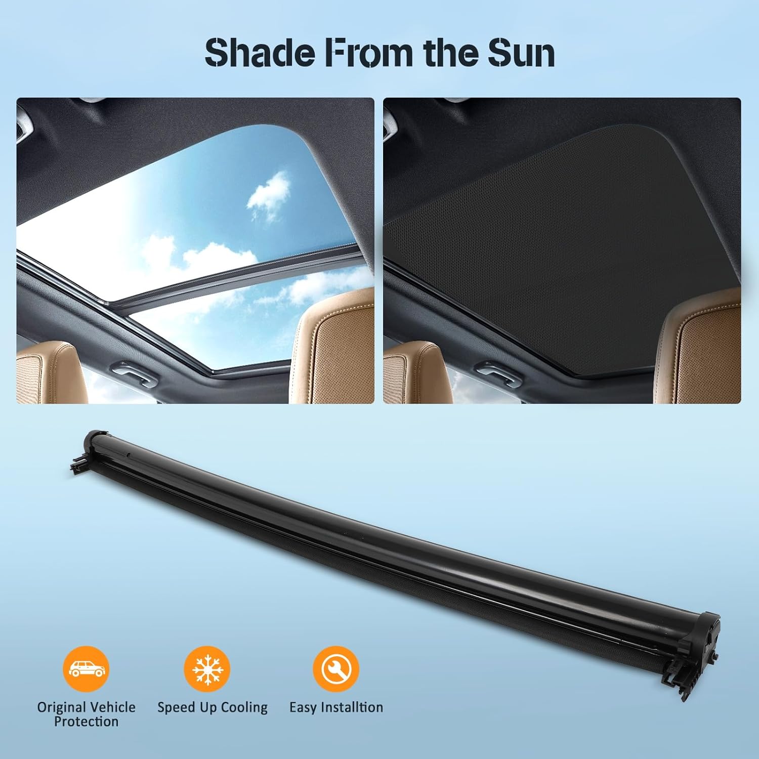 ECCPP Sunroof Sunshade Shade Curtain Cover Replacement for 2013-2016 for Mercedes-Benz A180 1.6L A1767800040 Beige