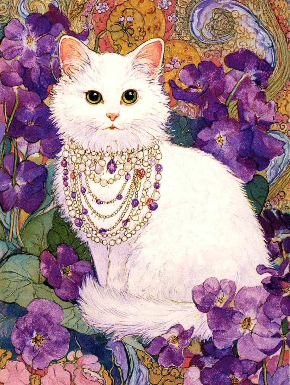 Henypt Cross Stitch Kits Retro Cat Animal DIY Needlepoint Set for Beginners The Elderly with Accessories Home & Leisure/Gifts 14CT 50x70cm