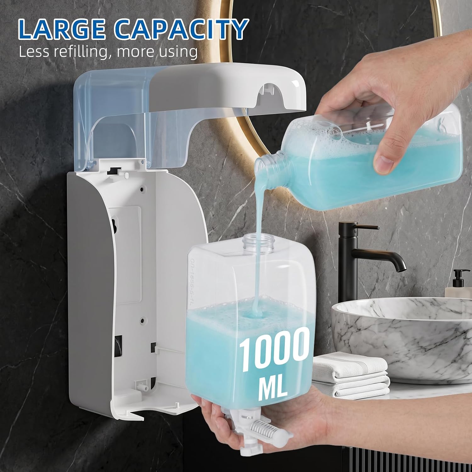 Soap Dispenser Wall Mounted, 1000ml/33.8oz, Visible Window, Lockable