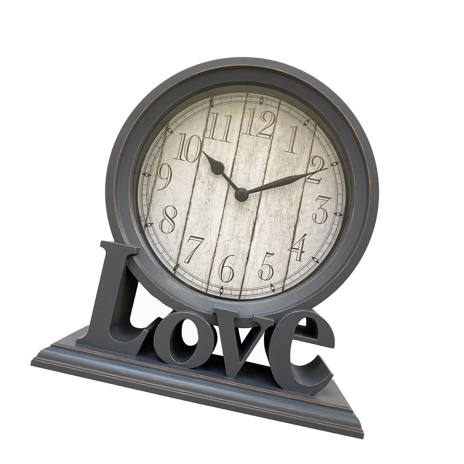 Msioytog Fashionable Love Letter Bedroom Desk Clock with Quiet Operate Battery Operated Not Ticking Bedside Table Clock Quiet Operate