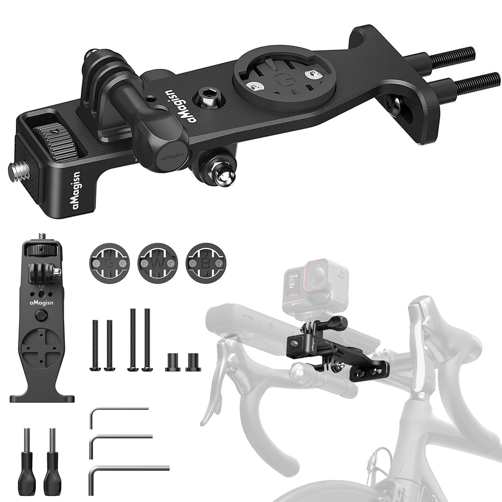 Bike Computer Mount for Insta360 X6/Ace Pro 2/DJI Osmo Action 5 Pro/Action 6/GoPro,Speedo…