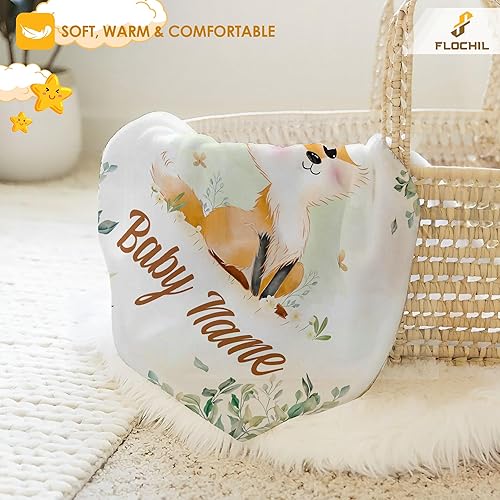 Miniatura 75 de FLOCHIL Personalized Baby Blankets, Custom Baby Blanket - Baby Blanket with Name for Boys, Best Gift for Newborn Elephants Flush Fleece (30x40)