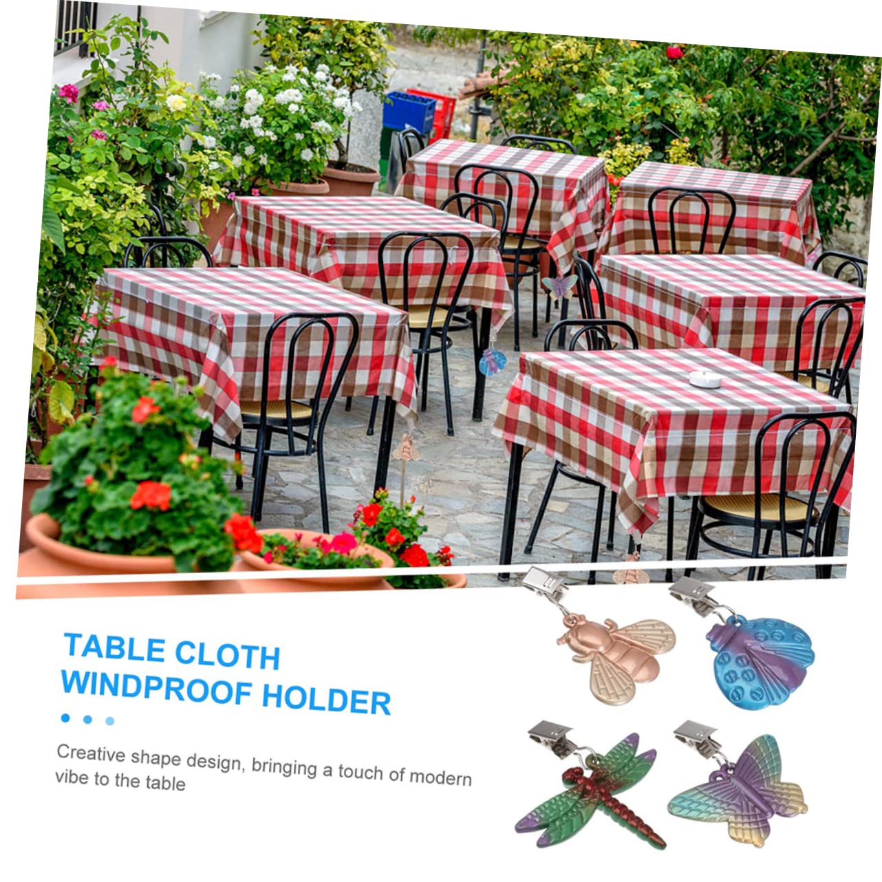 8pezzi Clip per Tovaglie Design Insetti Colorati Pesi per Tovaglia per Picnic e Feste all Aperto
