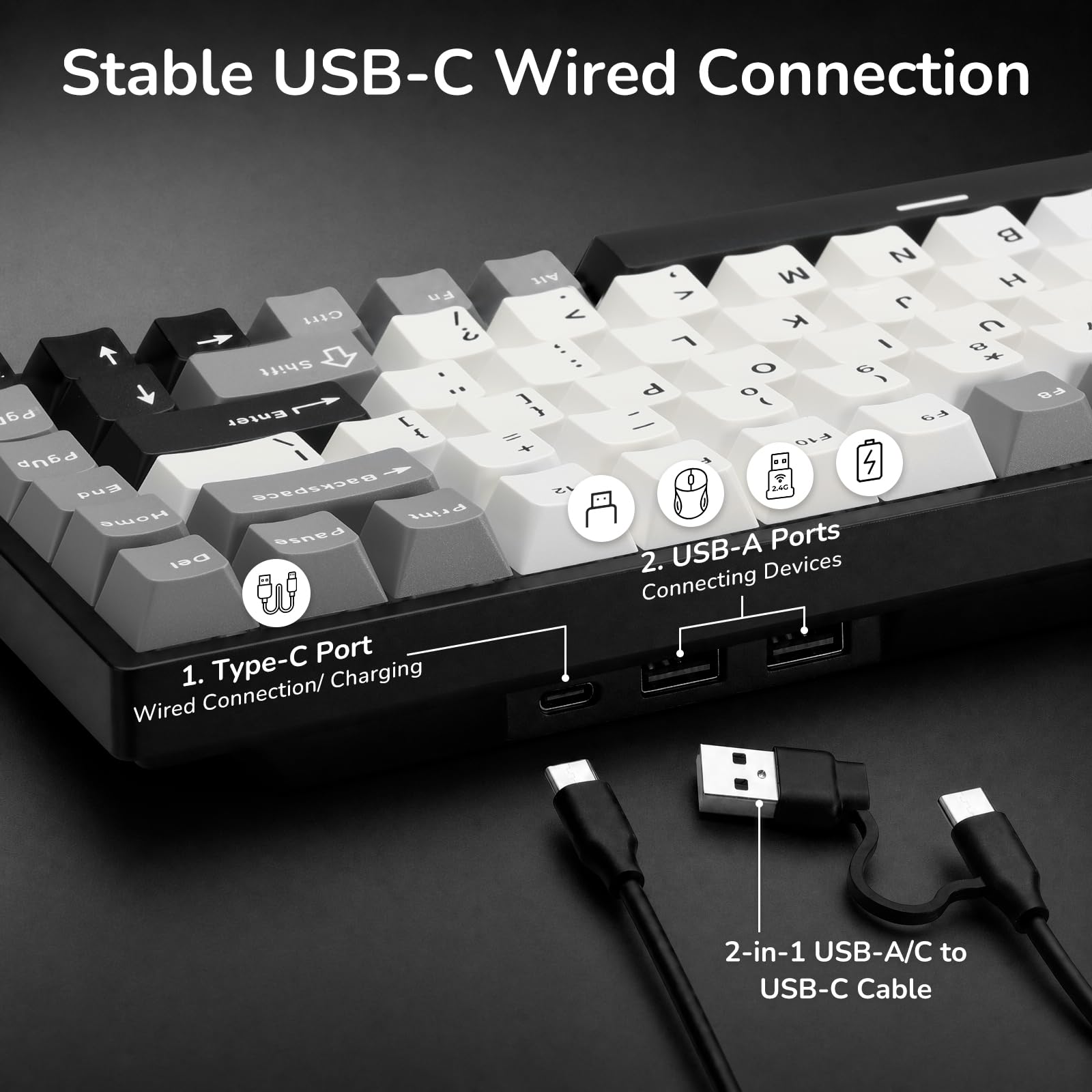 RK ROYAL KLUDGE RK84 – przewodowa klawiatura mechaniczna do gier z 75% układem TKL, podświetleniem RGB i funkcją hot-swap, układ US QWERTY