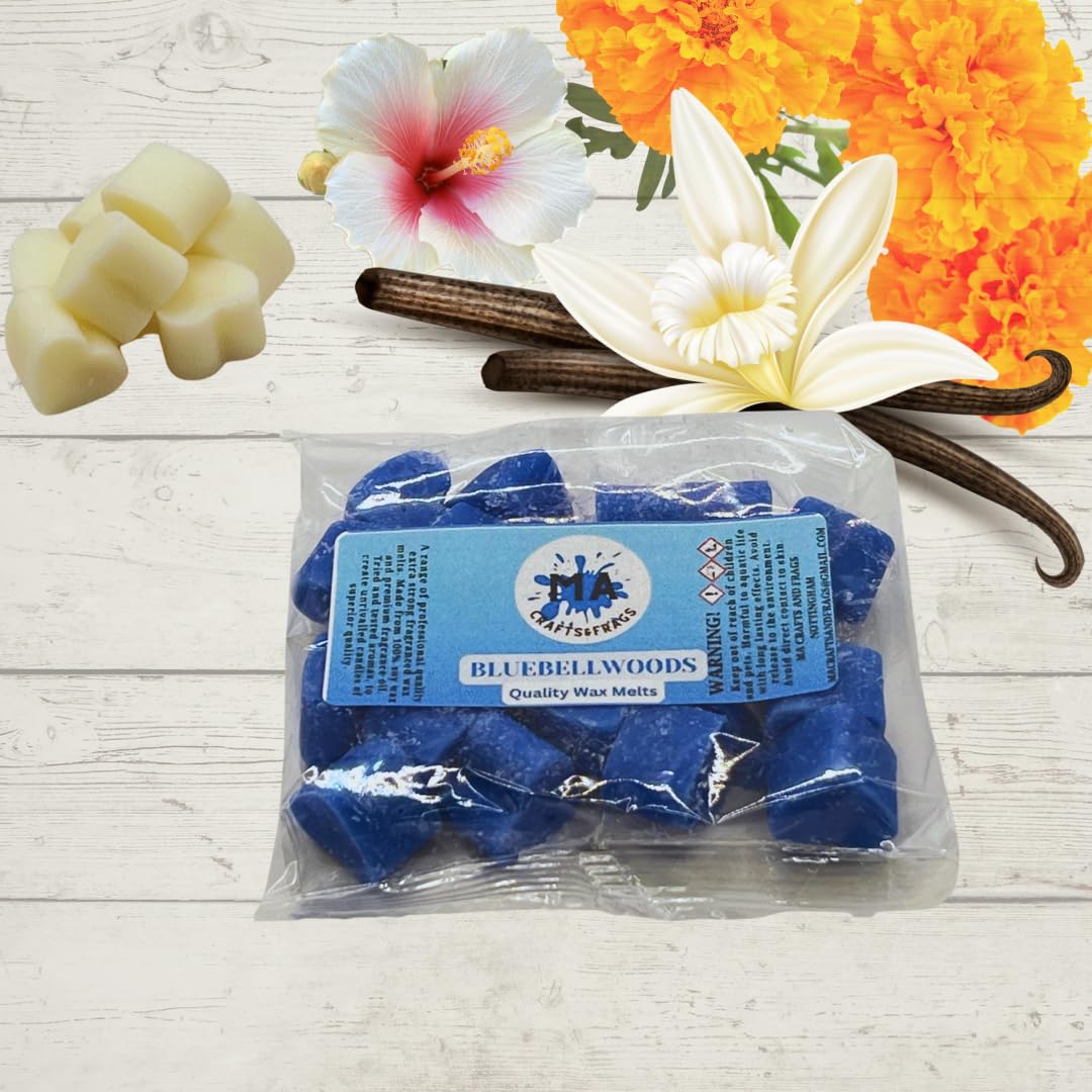 20 x Highly Scented Wax Melts Mini Hearts Handmade, Cruelty Free, Vegan Many fragrances (Bluebell Woods)