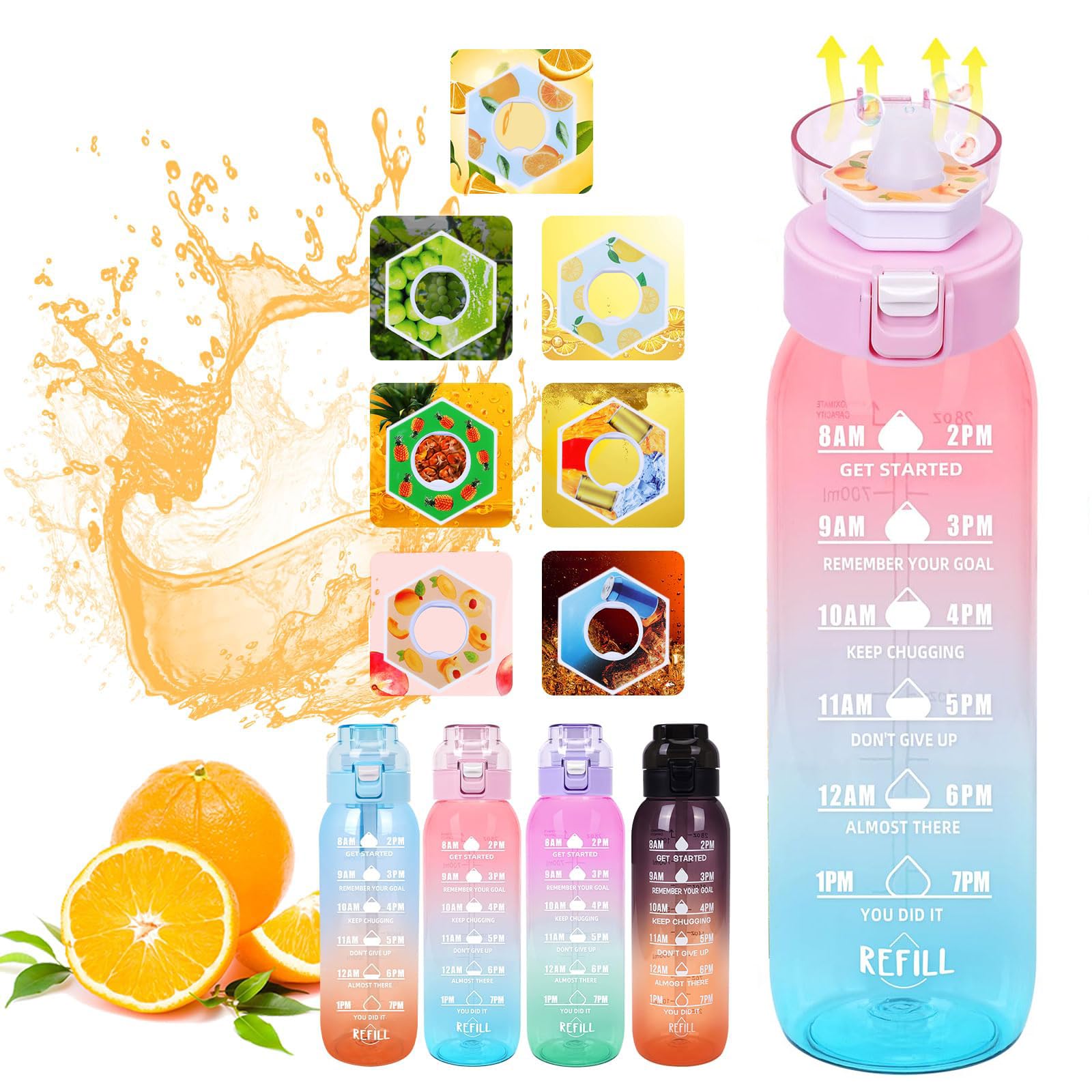 Air-waterfles met 7 aromacapsules, sport-geurbekers, BPA