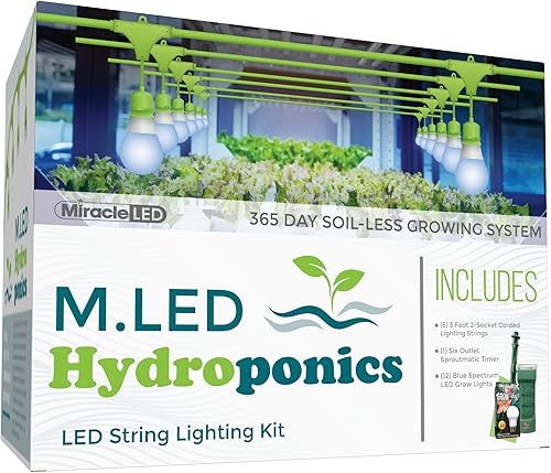 Miracle LED Hydroponics - Kit de luces LED de cultivo para interiores, incluye 2 bombillas de repuesto de espectro azul de luz diurna absoluta de