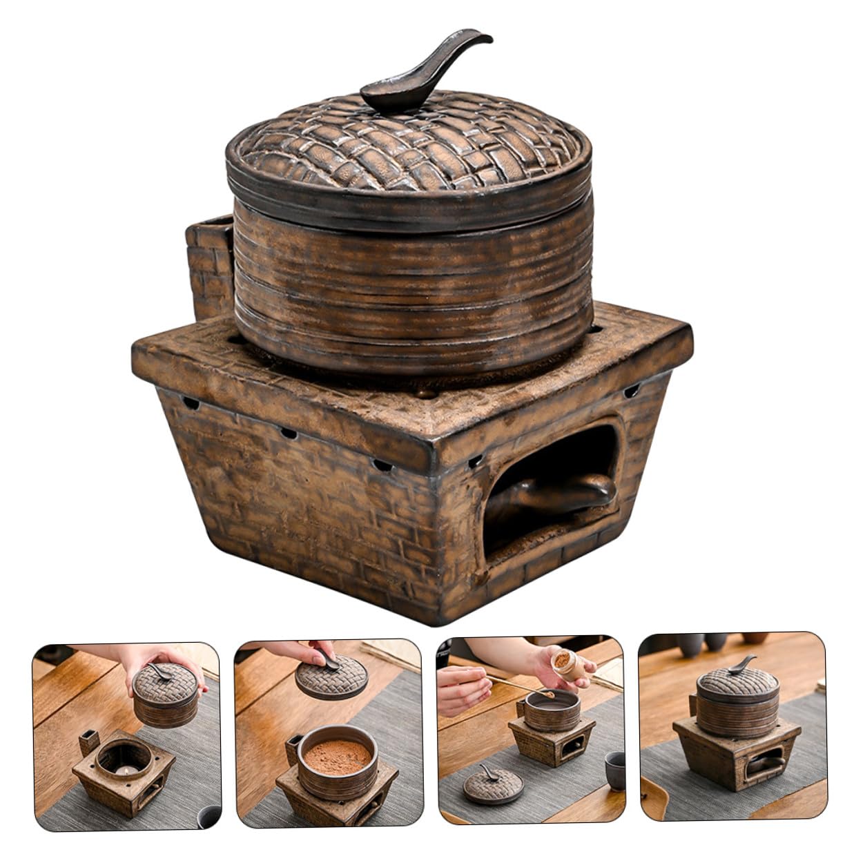 BESTYASH Antiker Keramischer Aromatherapie Räucherstövchen Retro Design für Wohn Bürodekoration Kompakt Leicht Sicher und Einfach zu Reinigen Stilvolles Duftgefäß für Zuhause