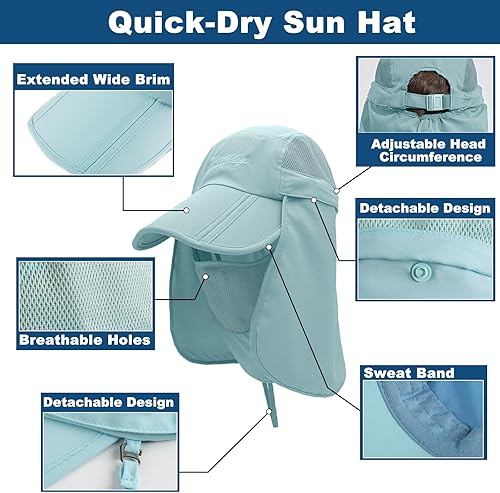 Vista 31 de Surblue Neck Face Flap Outdoor Cap UV Protection Sun Hats Fishing Hat Quick-Drying UPF50+