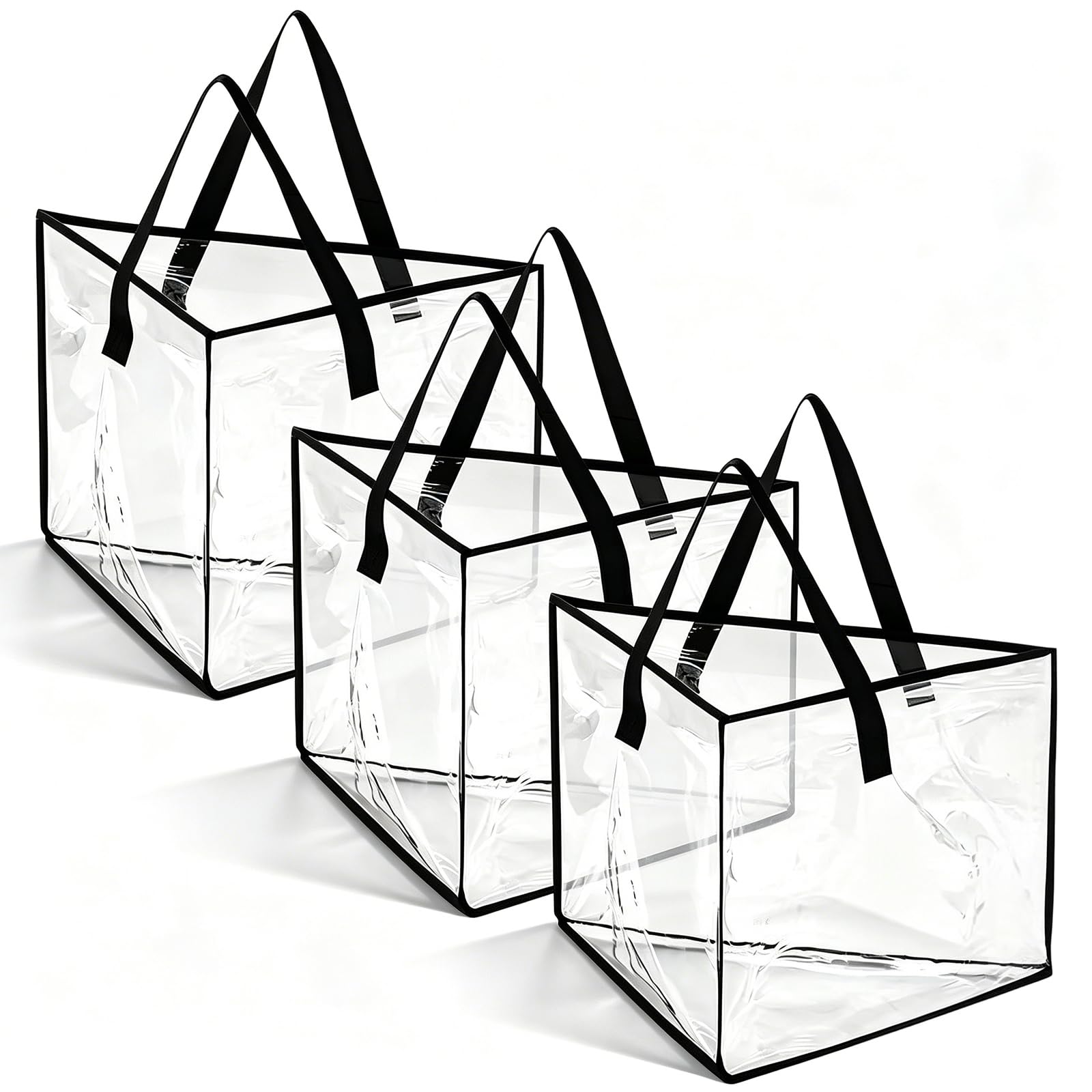 3PCS Coat Hanger Storage, Foldable Transparent Hanger Organiser 46x35x35CM Clothes Organizer with Carry Handles for Closet Balcony Bathroom