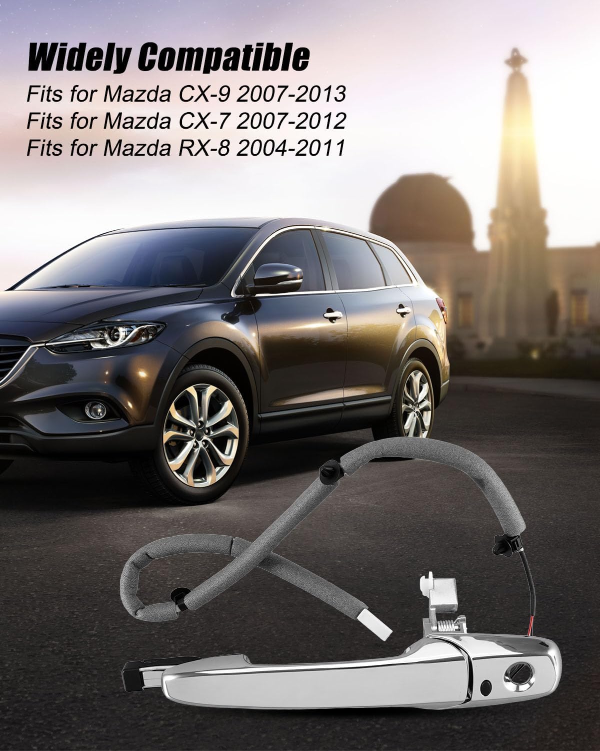 Front Driver Side Exterior Door Handle Fit for Mazda CX-7 2007-2012 CX-9 2007-2013 RX-8 2004-2011 Replace EG2459410B