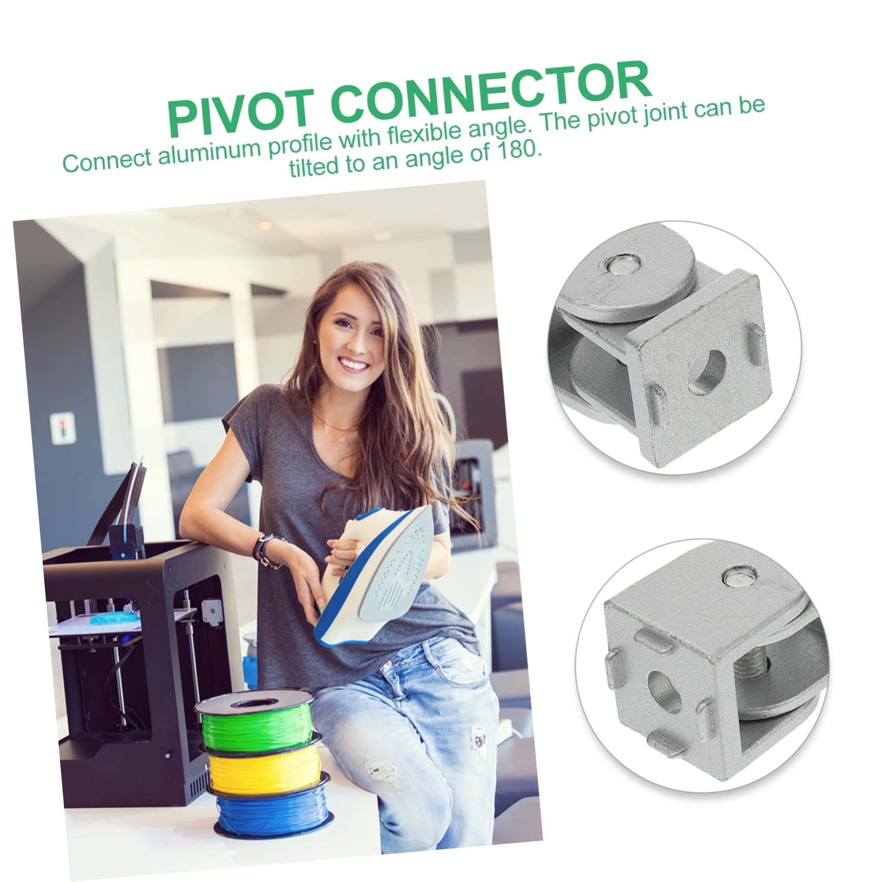 OUNONA 3sets Easy Install Aluminum Extrusion Hinge Zinc Alloy Pivot Joint for Metal Profile 2pcs*3