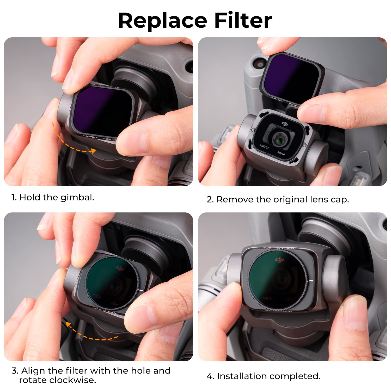 K&F CONCEPT Bright Day - 4pack Filtro ND8/PL, ND16/PL, ND32/PL, ND64/PL Filtri Compatibili con Air 2S Drone