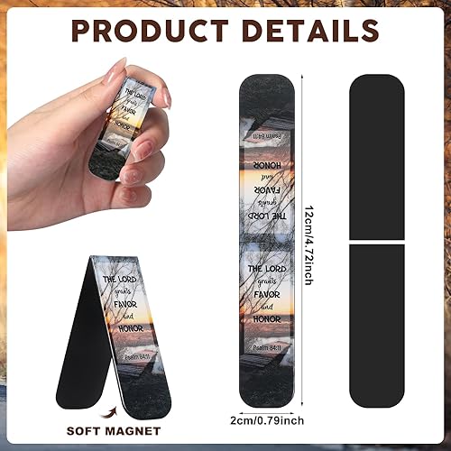 Miniatura 2 de 48 marcadores magnéticos con versículos bíblicos, marcadores de libros cristianos inspiradores motivacionales religiosos, clips de página de flores,