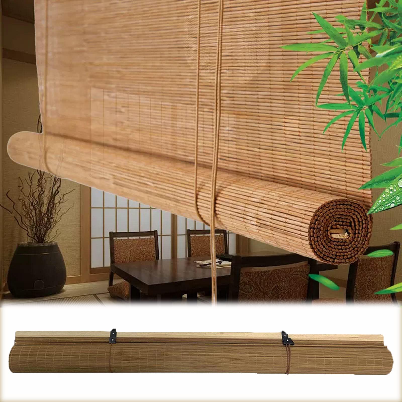 Natural Bamboo Roller Blinds,50cm 60cm 70cm 80cm 90cm 100cm 120cm 140cm Wide Light Filtering Roll Up Shades,Retro Decorative Roman Blinds,Bamboo Curtains for Windows Doors,W×H-140x280cm/55x110in
