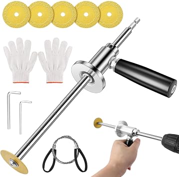 7-Inch Inside Pipe Cutter for Pvc Pipe, Professional Cutter Tool with Adjustable Depth Gauge, SS Handle, Diamond Blades, Hex Shank Wrench and Wire Saw, Internal PVC Cutter for Plastic, Exhaust, ABS