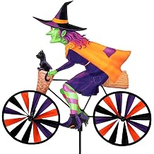 Bike Spinner Witch 20" Spooky Halloween Design, Weather-Resistant Outdoor Decor, Durable & Lightweight for Patios, Yards, and Gardens - Eye-Catching Wind Spinner with Rotating Wheels