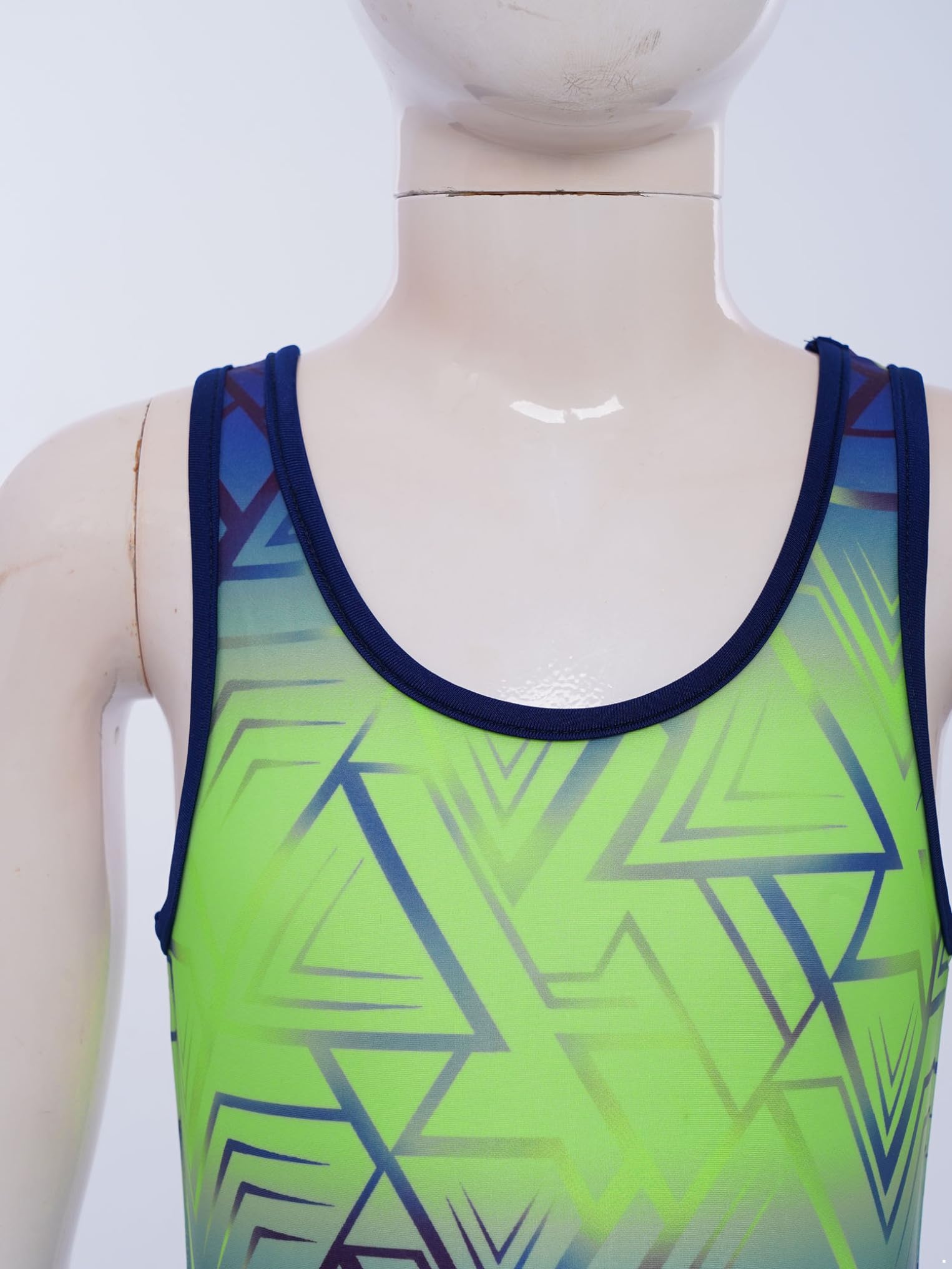 Kaerm Traje de triatlón para niños y jóvenes, para bicicleta de carretera, sin mangas, mono deportivo, con estampado geométrico, ropa deportiva