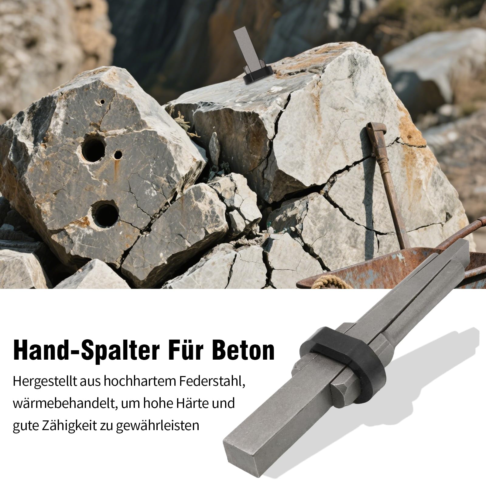 Hoypeyfiy 4 Stück 20mm Steinspalter, Handspalter zum Spalten von Granit, Marmor und Beton, Bauprojekte und Steinbearbeitung
