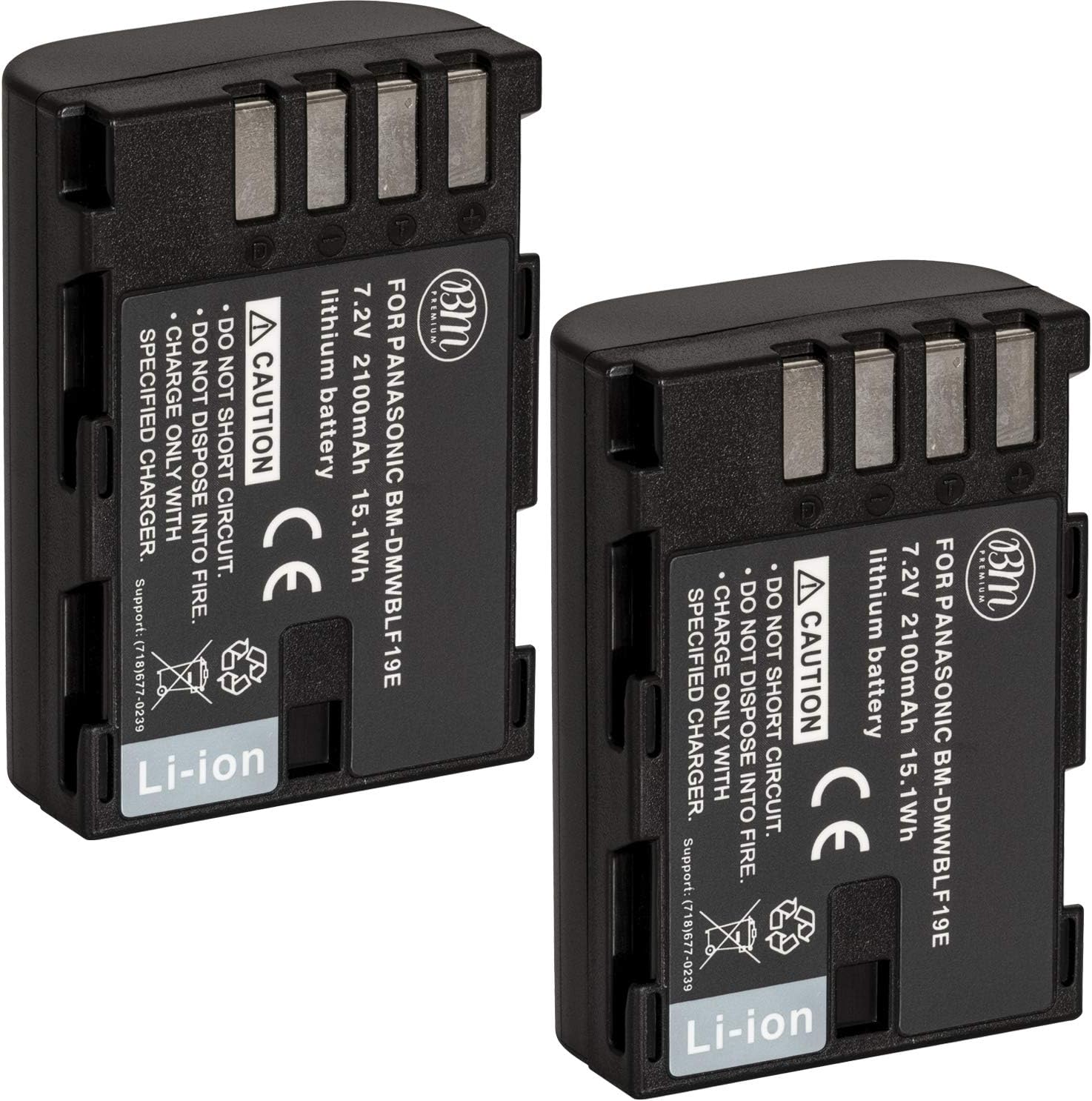 BM Premium 2-Pack of DMW-BLF19, DMW-BLF19e, DMW-BLF19PP Batteries for Panasonic Lumix DC-G9, DC-GH5, DMC-GH3, DMC-GH3K, DMC-GH4, DMC-GH4K Digital Camera