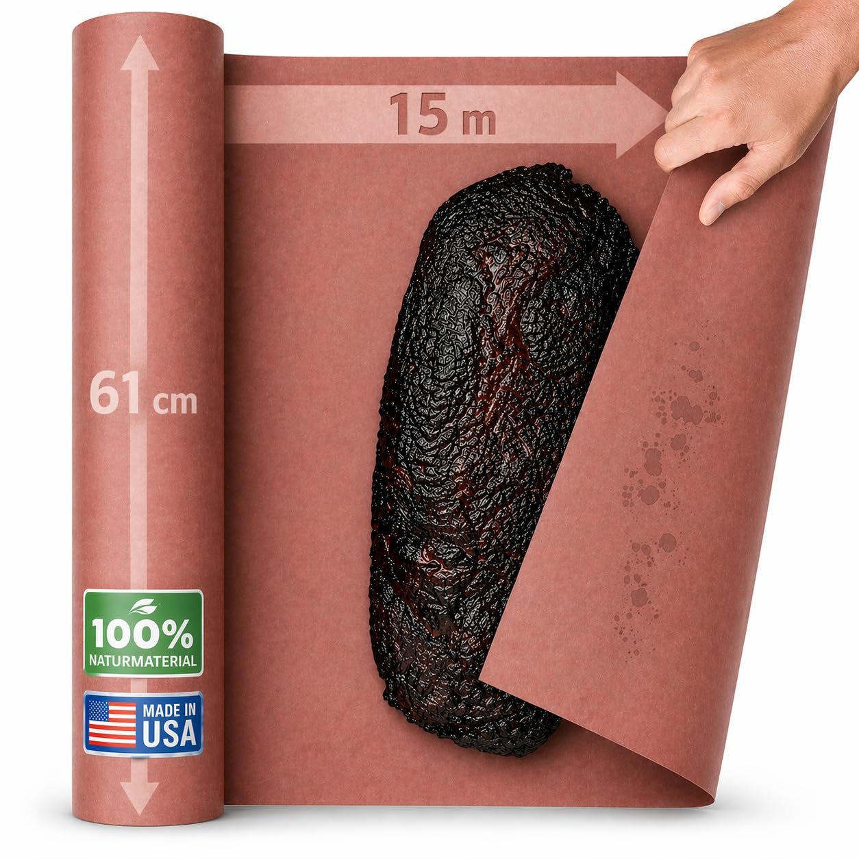 Pink Butcher Paper - Carta originale US-IMPORT – 15 m x 61 cm – per BBQ Smoker Grill