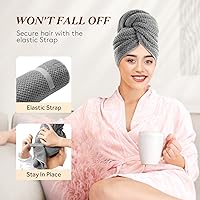 Vista 4 de YFONG Toalla de pelo grande para mujer, toalla de microfibra súper absorbente para cabello rizado, turbantes de cabello de secado rápido
