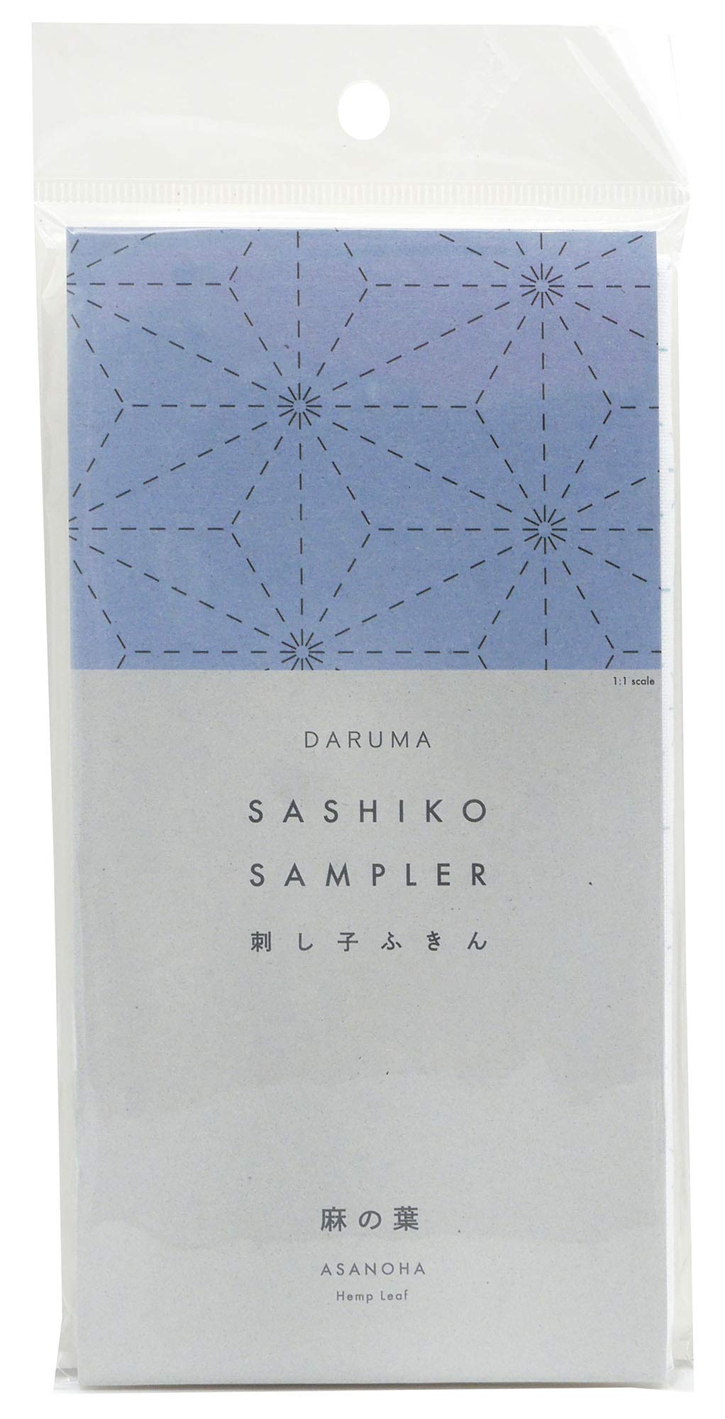 Yokota Daruma Sashiko Cloth Sashiko Fabric - Pre-Printed Sashiko Sampler - White with English Instruction Inside (White ASANOHA)