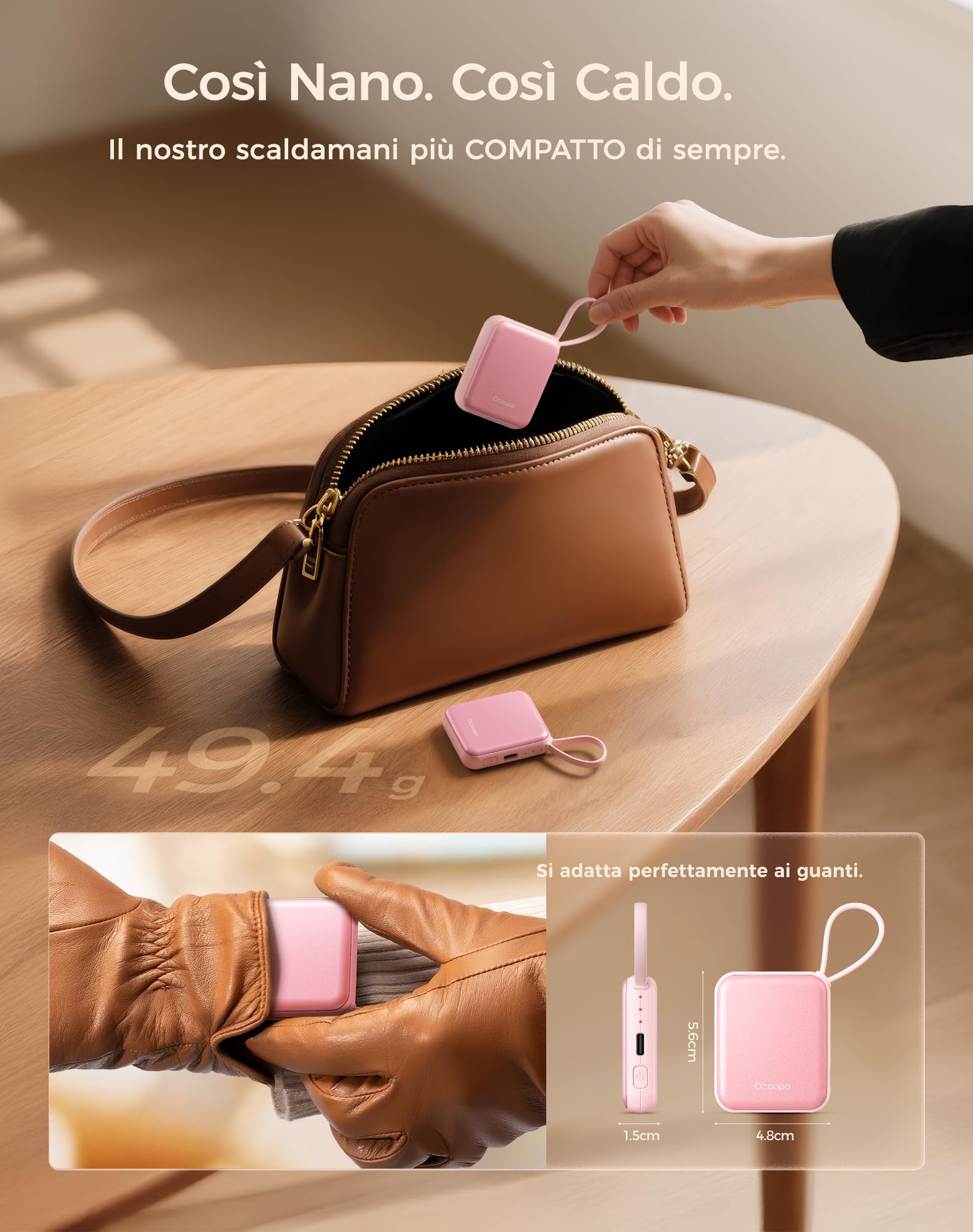 OCOOPA UT5 Nano Scaldamani Elettrico Confezione da due, Tre Livelli di Riscaldamento, Scaldamani Ricaricabile Portatile Scalda mani Tascabili, Regali, Essenziali per il Freddo Invernale in Esterni