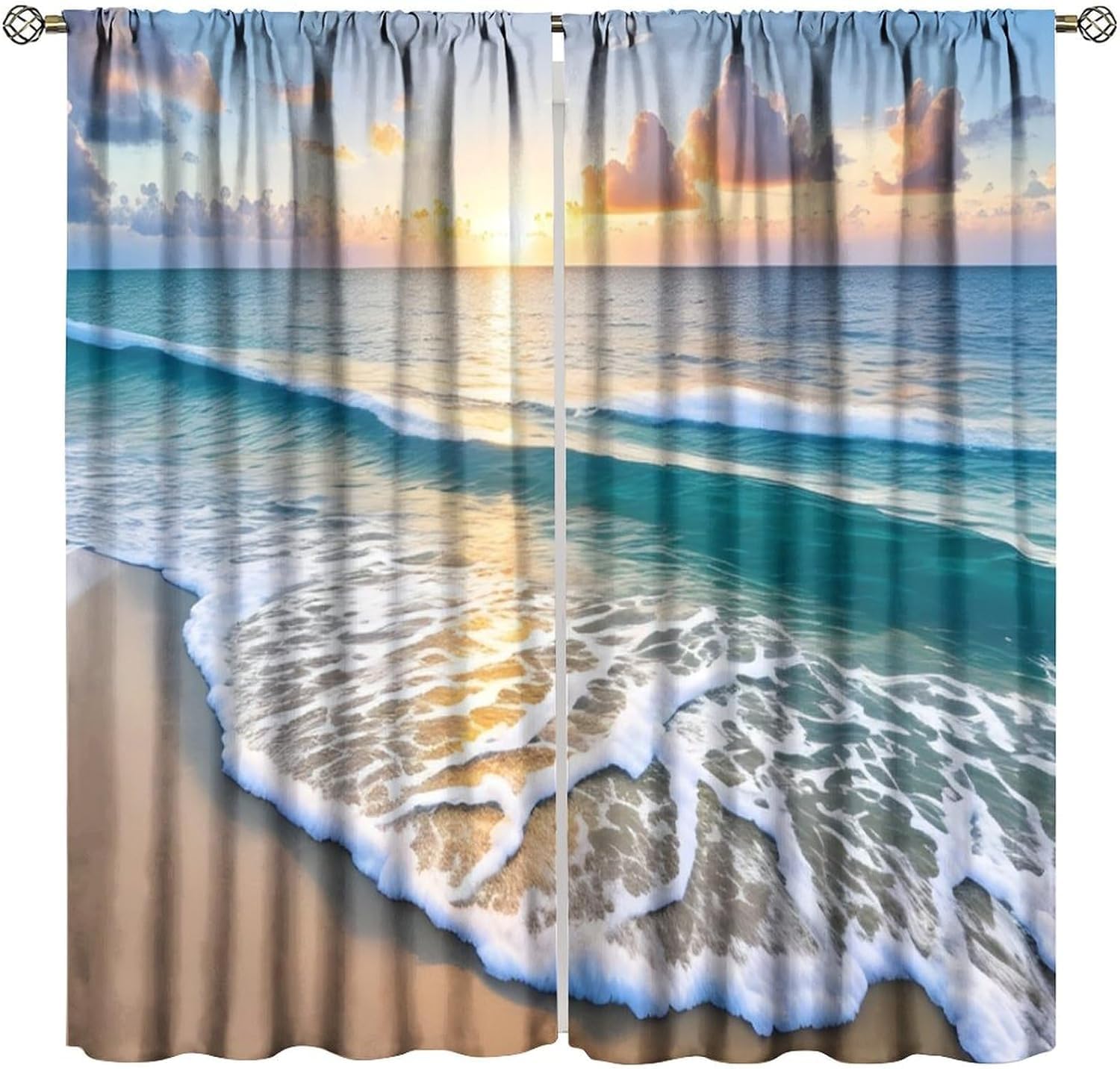 Rideau 3D paysage de lever du soleil pour une ambiance zen dans votre chambre