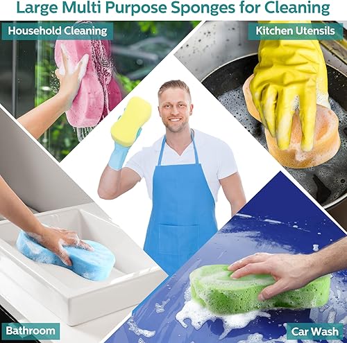 Miniatura 5 de Dandat Esponja grande de lavado de coche, esponja multiusos para lavar platos, no raya, esponja de limpieza para el hogar, almohadilla de lavado de
