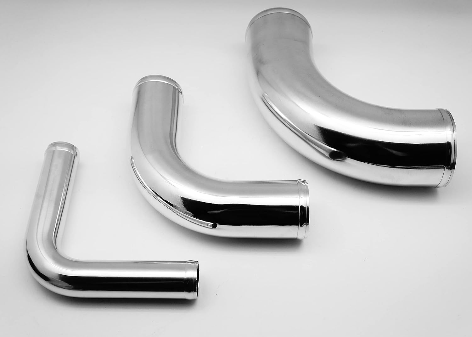 Autobahn88 Automotive Aluminum Alloy Pipe Elbow, 45-Degree, OD= 4" (102mm), L=12" (300mm), Glossy Polished, Beaded Ends, Mandrel Bend Elbow