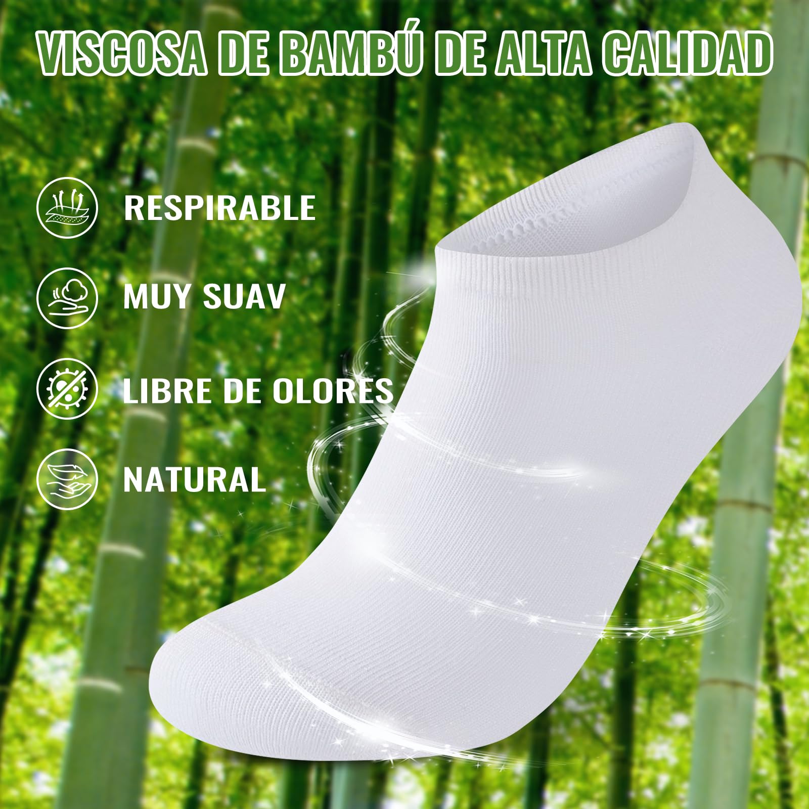 10/20 Pares Calcetines Tobilleros Hombre Mujer De Bambú – Calcetines Cortos Hombre Verano, Absorción Humedad, Ultra Suaves, Transpirables, Anti-Sudor, Negro | Blanco | Gris | Azul - 4