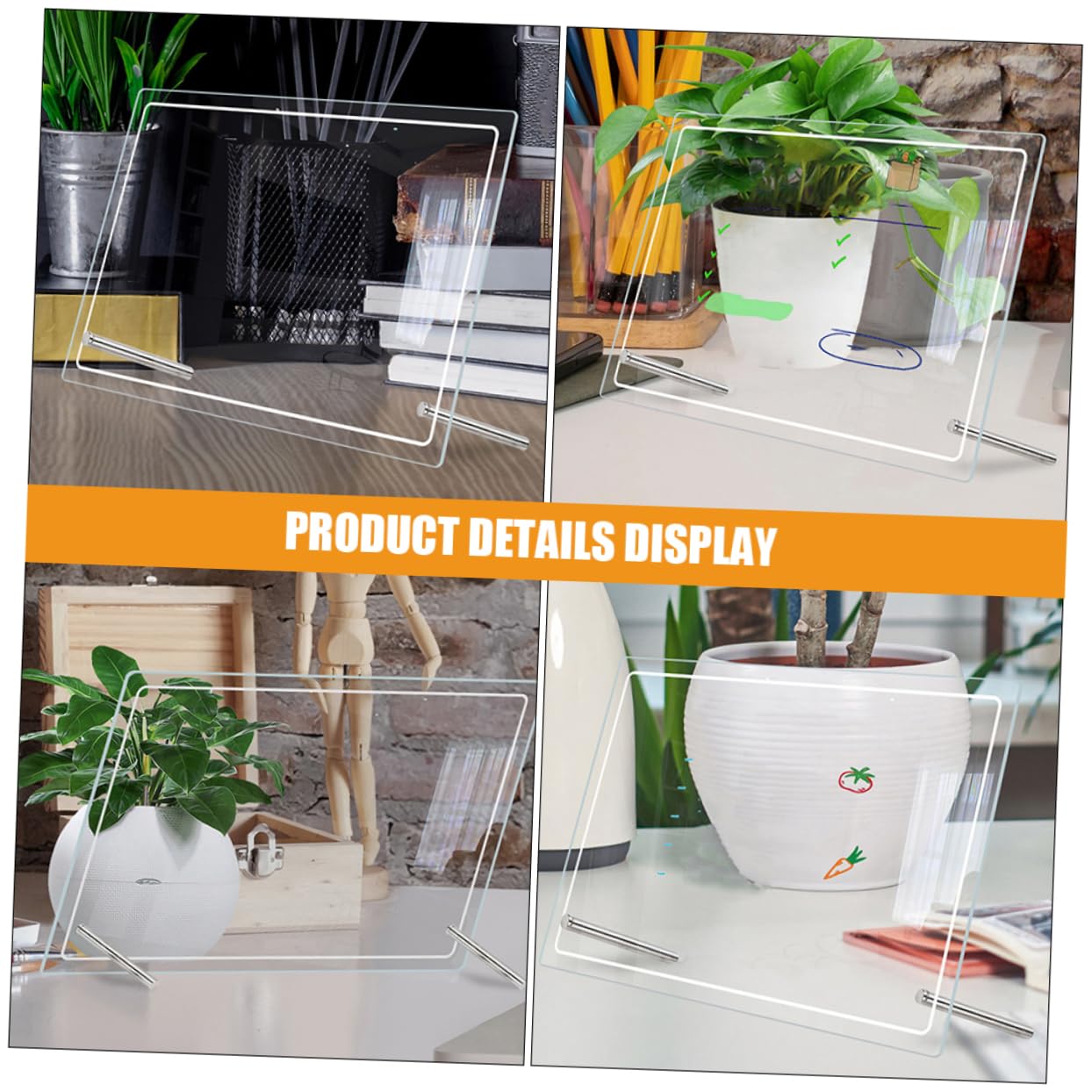 2 Stück Acryl Whiteboard Tisch Notiztafeln mit Glatter Oberfläche und Abwischbar für Büro und Haushalt Praktische Transparente Memotafel