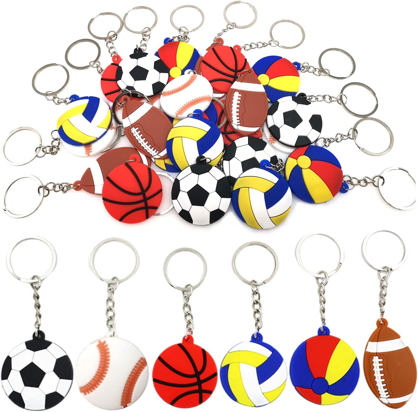 24 Pieza Llavero de Soccer,Artículos de Fiesta Soccer Cumpleaños,Mini Llavero,Creativa Llavero Baratija Moda Llaveros,Party Favor Llaveros Premios Regalos para Niños y Adultos
