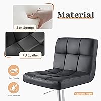 Vista 5 de DUMOS Juego de 2 taburetes de bar, taburetes de bar giratorios ajustables sin brazos, taburetes de bar hidráulicos de piel sintética, taburetes