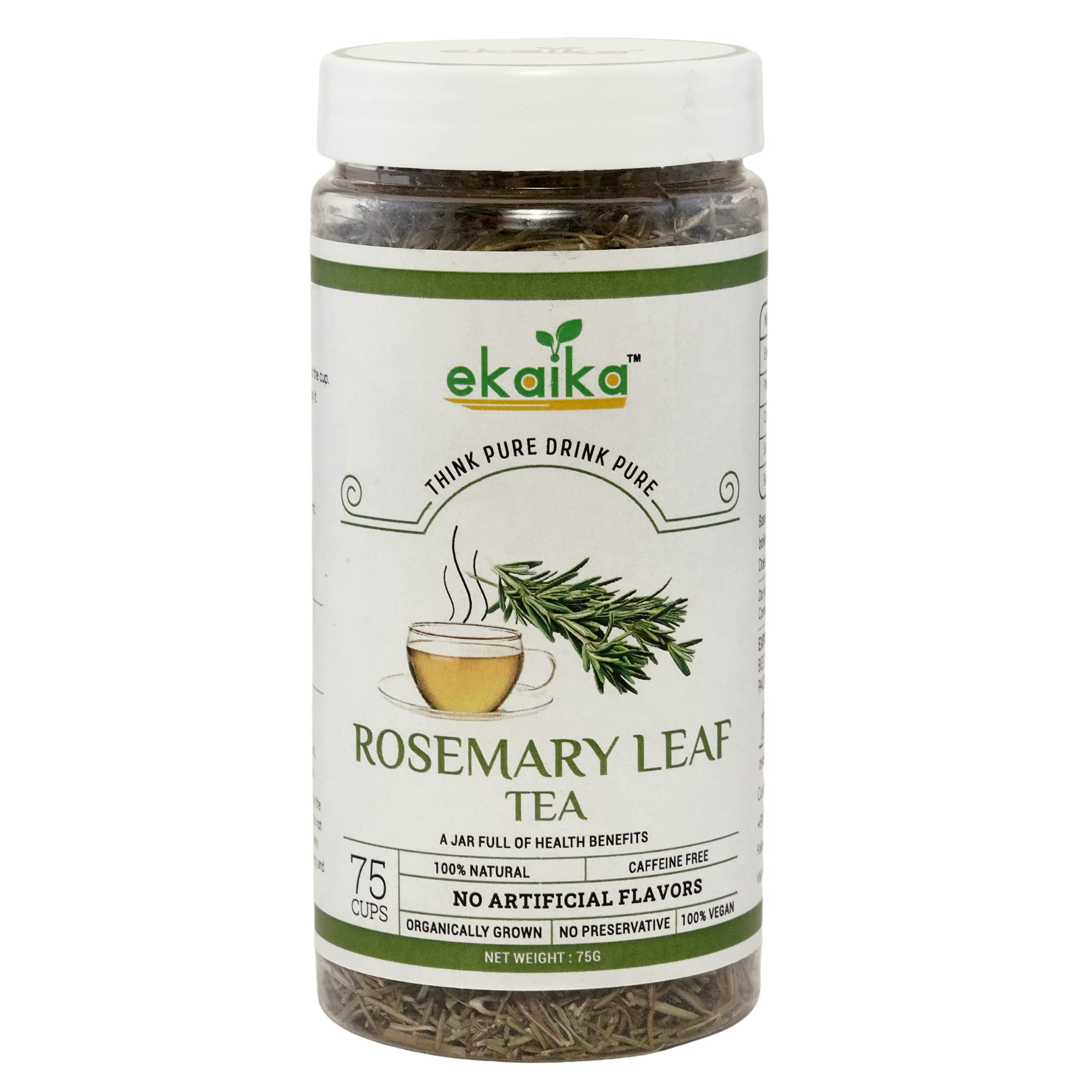 Ekaika - Rosemary Tea - 75g | Improves Memory & Mood | Supports Brain & Eye Health | Organic Dried Leaves For Hair Growth (B09BP3PTQK) Amazon Price History, Amazon Price Tracker