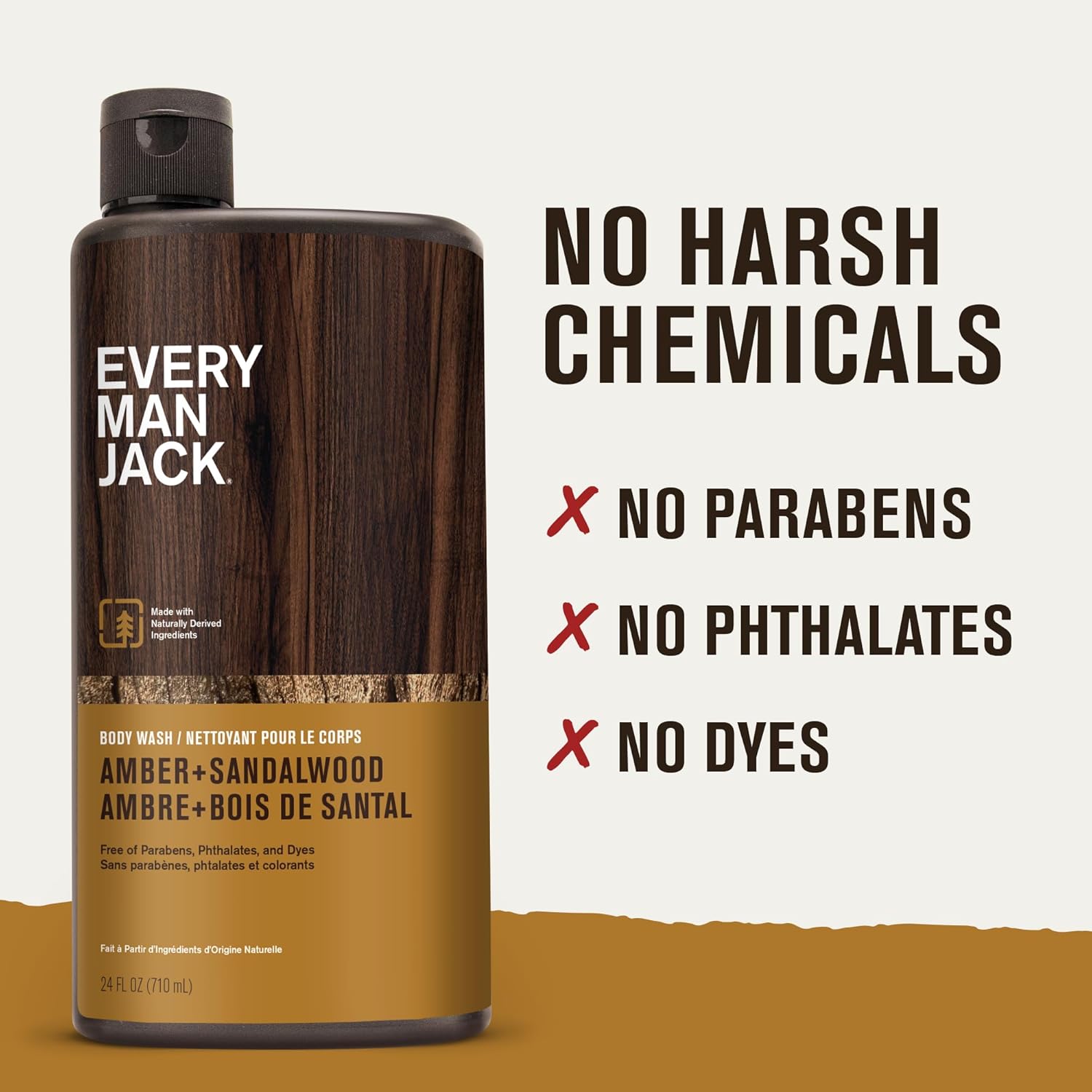 Every Man Jack Amber+Sandalwood Hydrating Mens Body Wash for All Skin Types-Cleanse, Nourish, and Hydrate Skin with Naturally Derived Ingredients-Paraben Free, Phthalate Free, Dye Free-24oz(Pack of 2) - Image 6