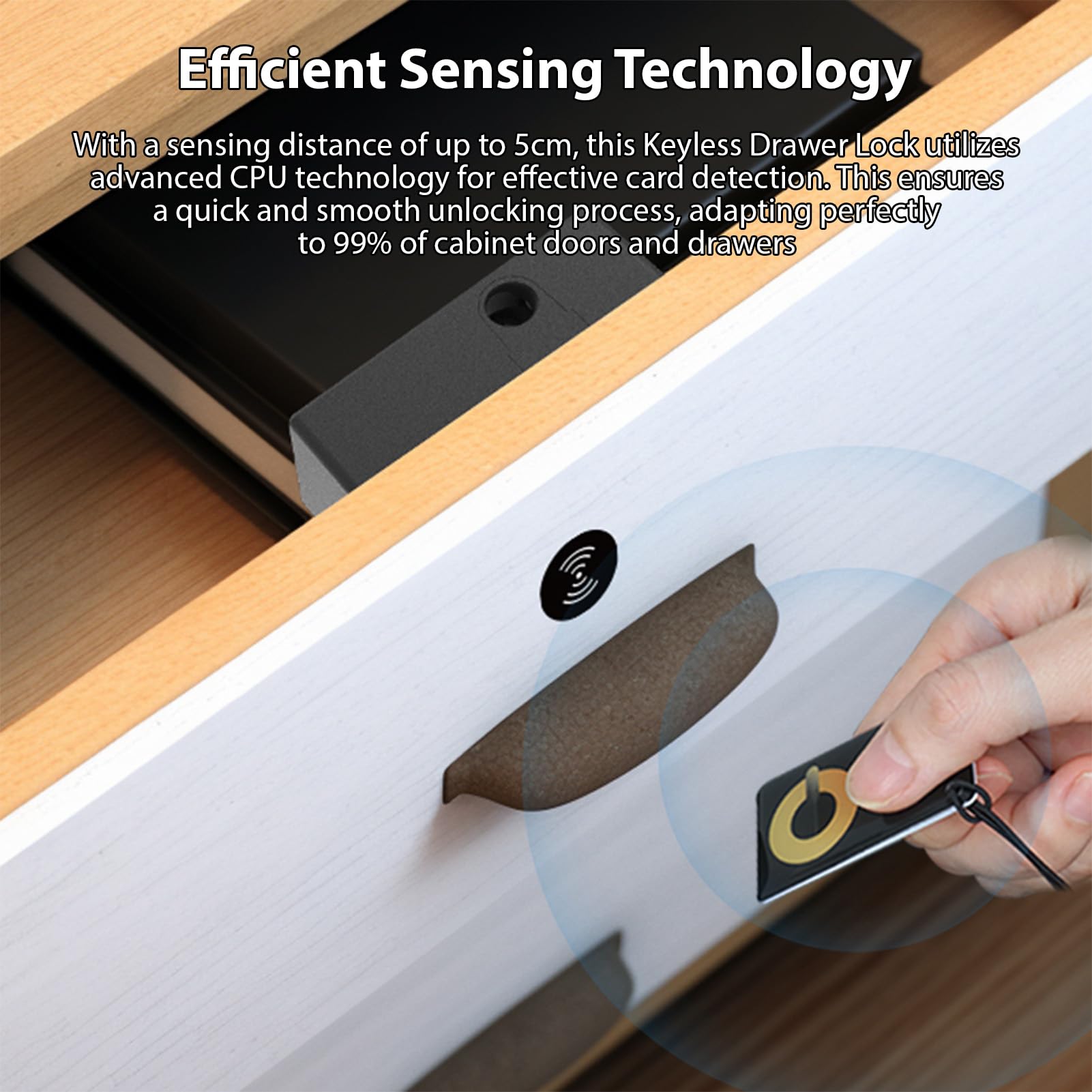 Swokely Smart Cabinet Lock App Unlock Universal DIY Keyless Cabinet Lock Electronic Induction Lock for Wooden Chest Drawer Cupboard black - Image 2