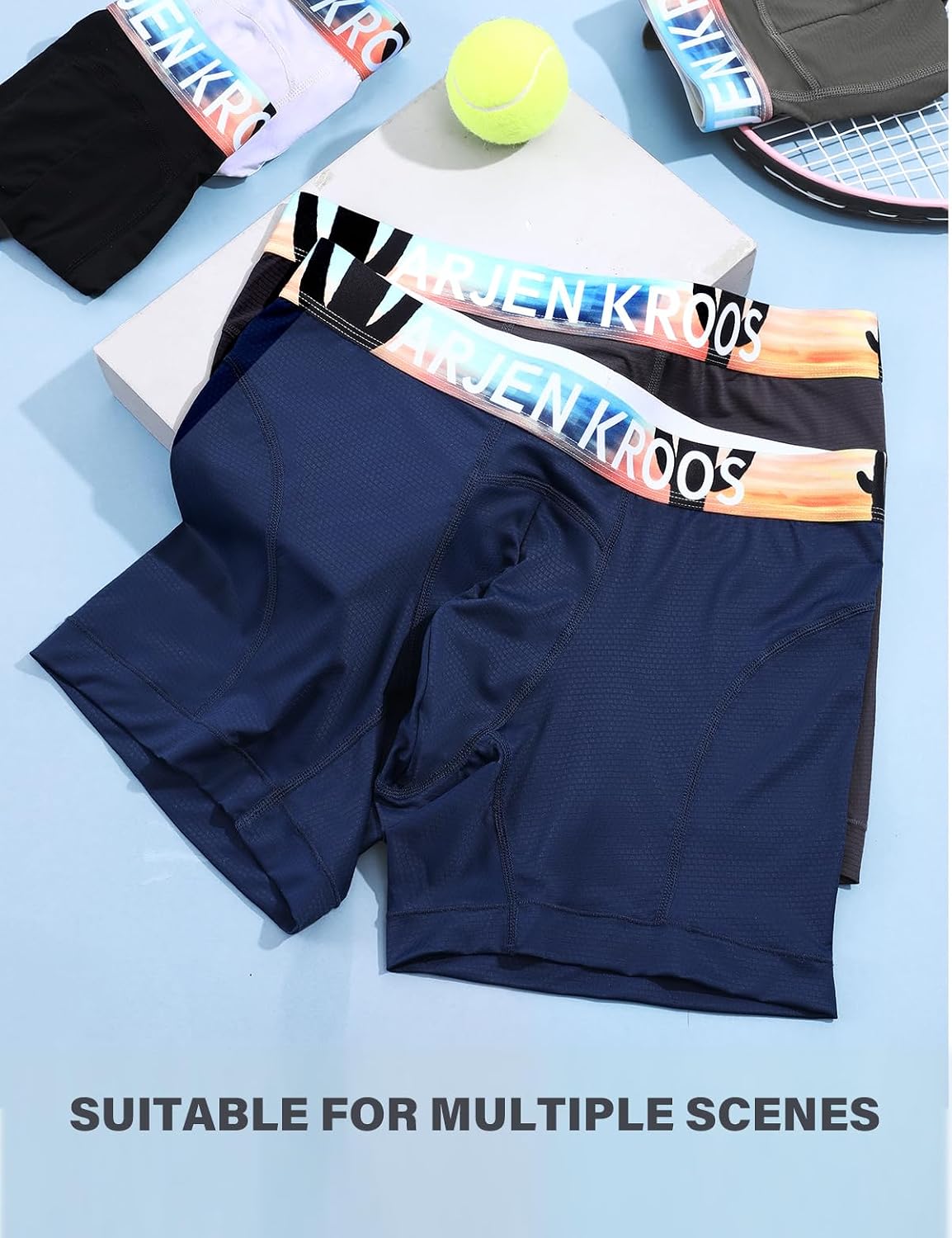 Arjen Kroos Men's Compression Boxer Briefs 3 Pack,Ice Silk 5.5" Inseam | Compression Fit,Cool Ice Silk,4-Way Stretch,Quick Dry,for Gym & Daily Wear,No-Roll Waistband,3D Support Pouch,Tagless