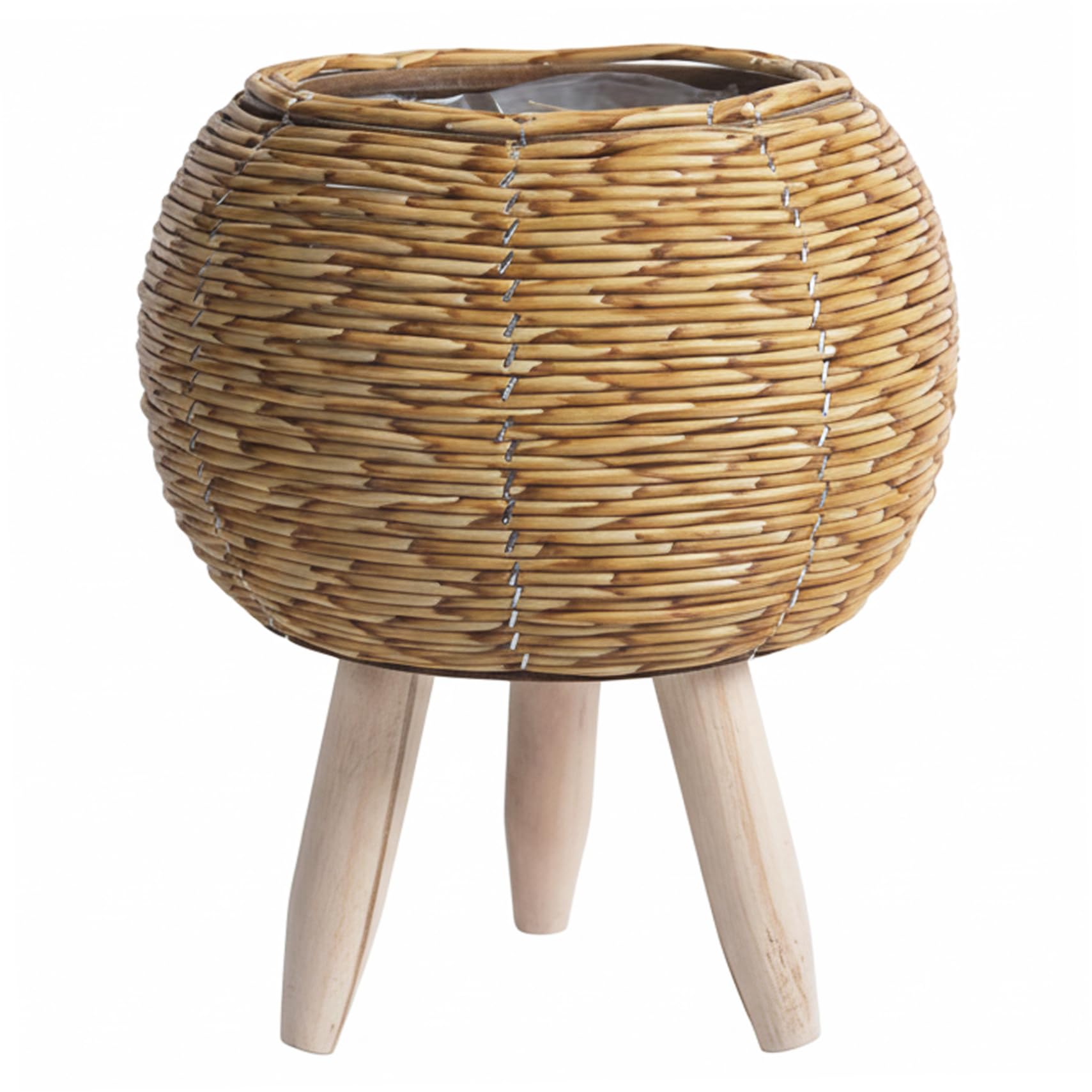 Uanqfegy Wicker Plant Stand - Rattan Boho Stand with Wooden Legs