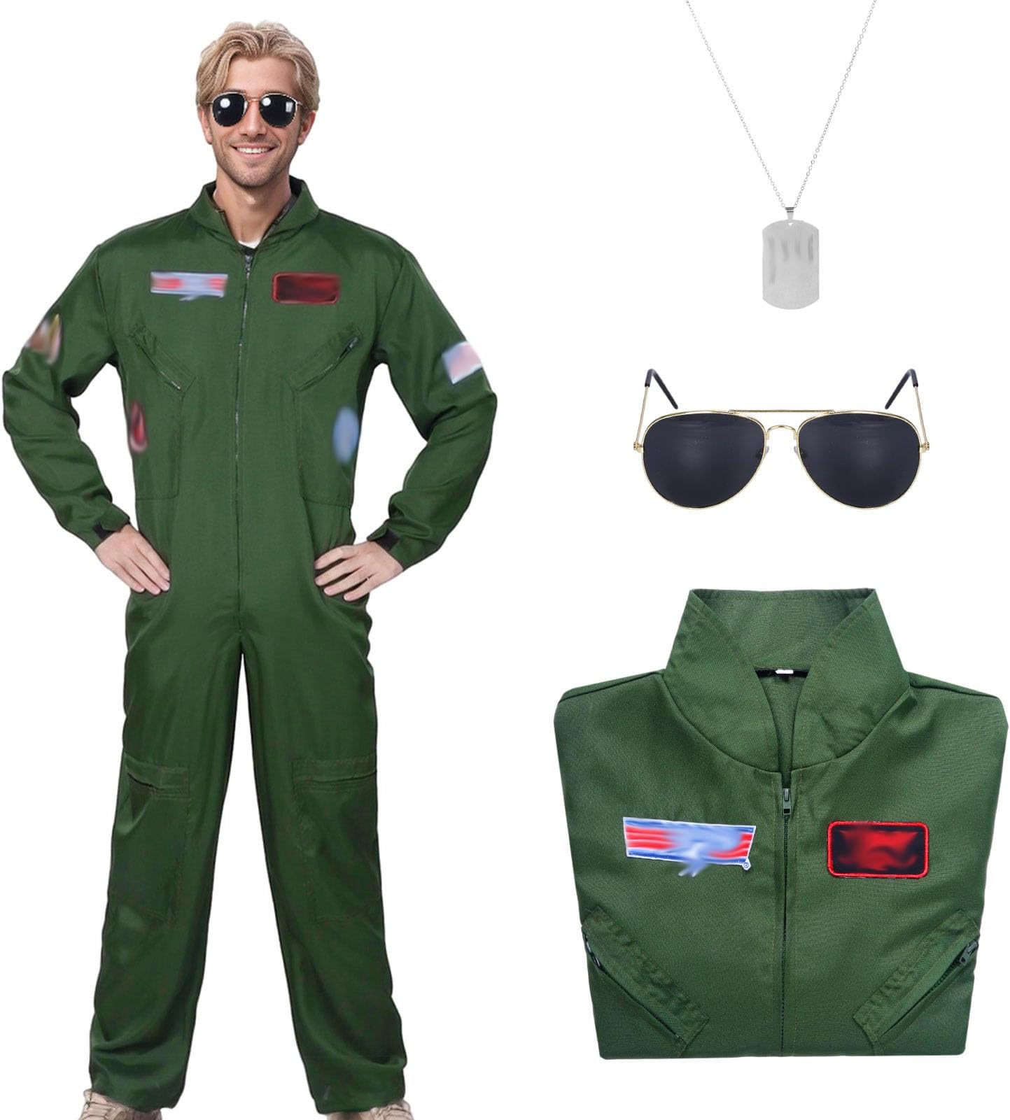Pilot Costume Men Pilot Fancy Dress Halloween Party Cosplay for Adult