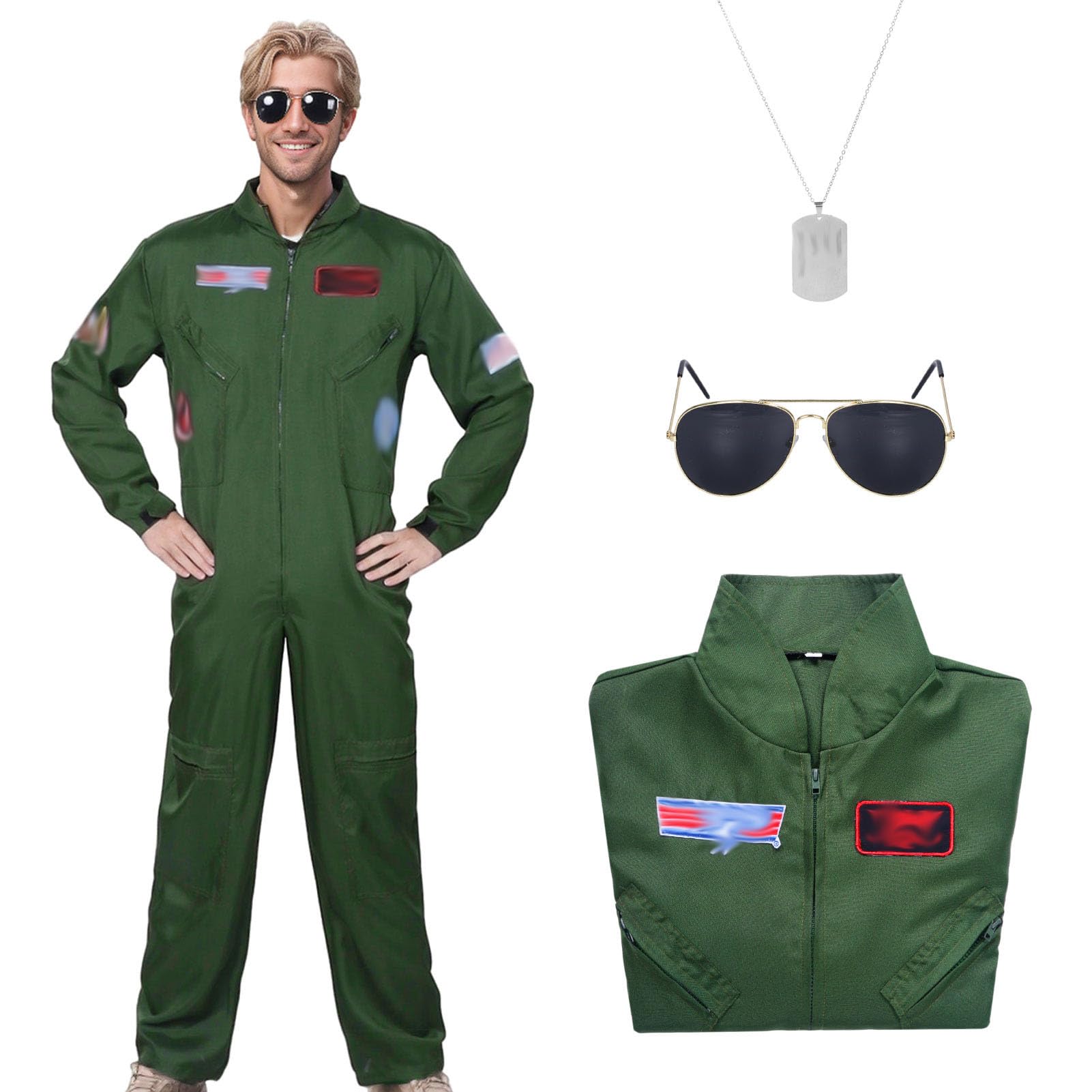 Maryparty Pilot Costume Men Pilot Fancy Dress Halloween Party Cosplay for Adult