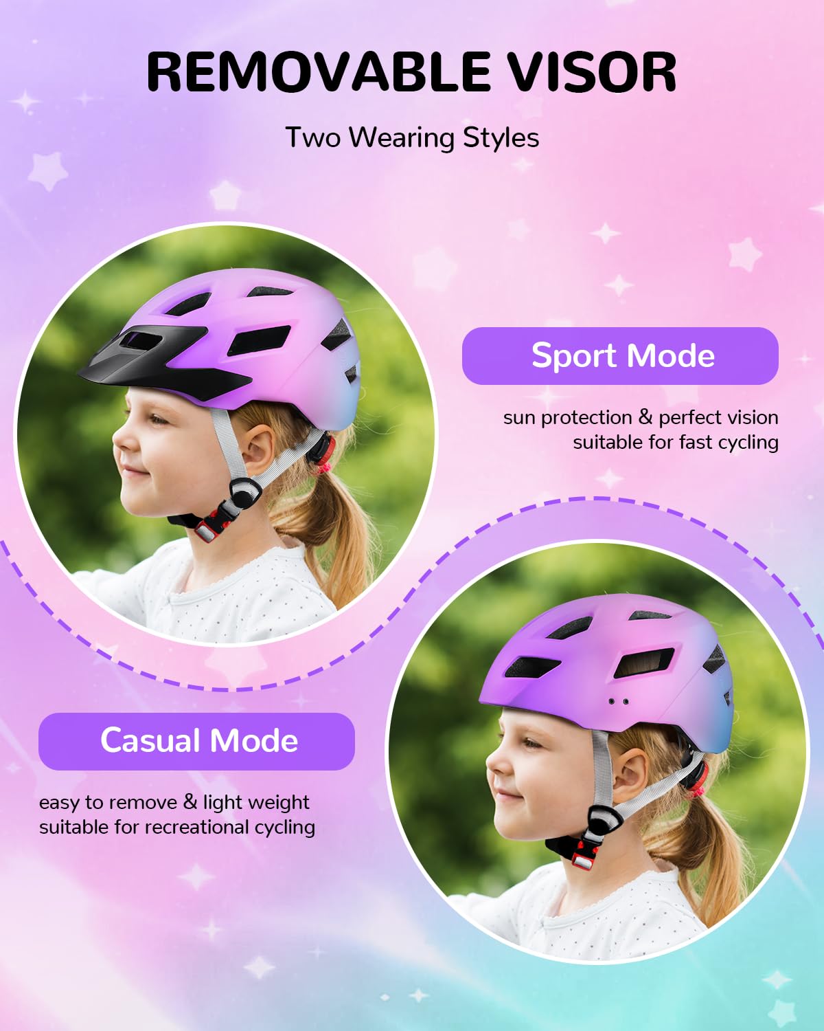 Kinder Fahrradhelm für Mädchen Jungen, Verstellbarer Kinderhelm Radhelm Skaterhelm Sporthelm für Skateboarden Radfahren Inlineskaten, 52-56 cm