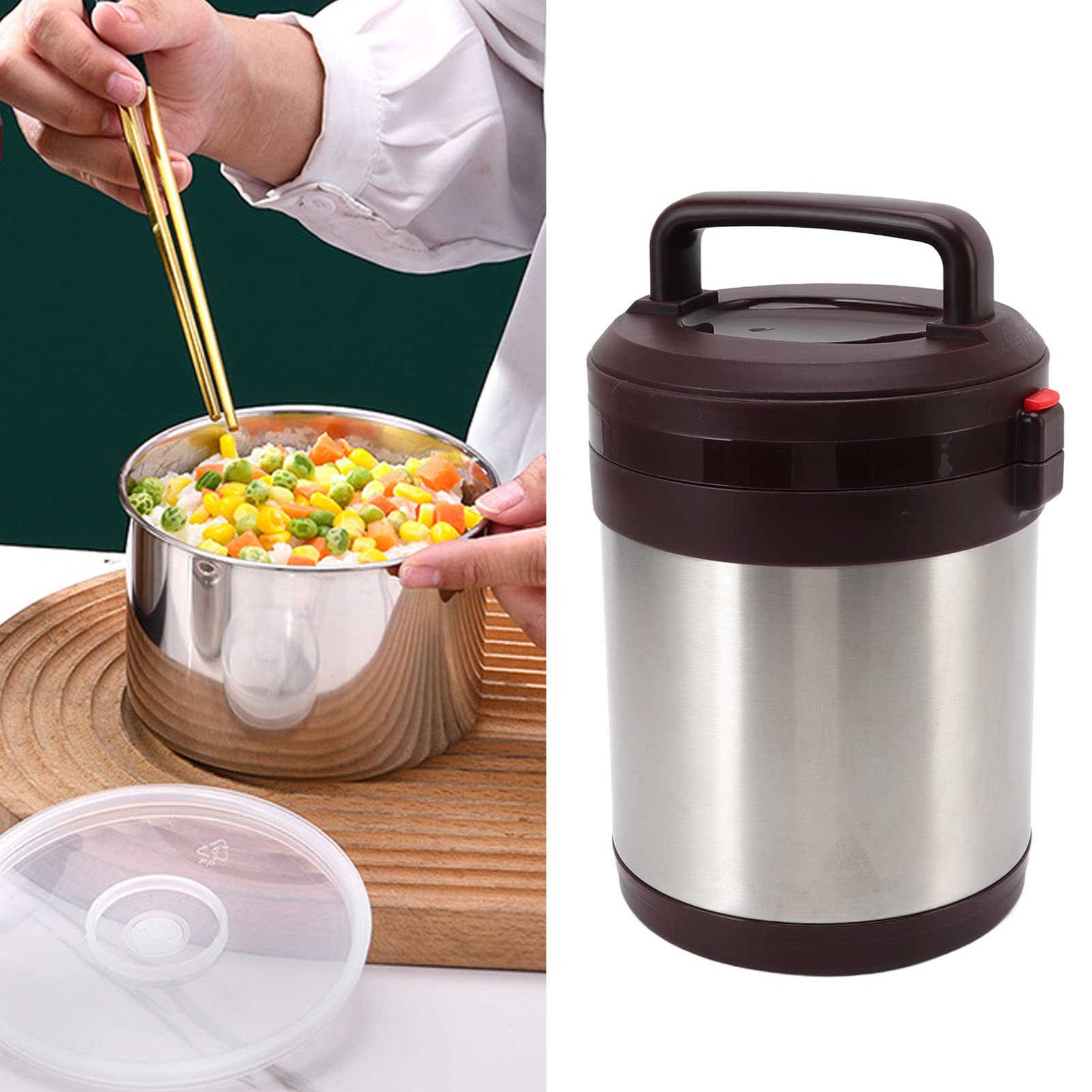 Tarro Térmico de Acero Inoxidable de 1,6 L para Alimentos, Almuerzo Aislado Portátil para el Trabajo Escolar, Picnic y Camping (Color acero inoxidable.)