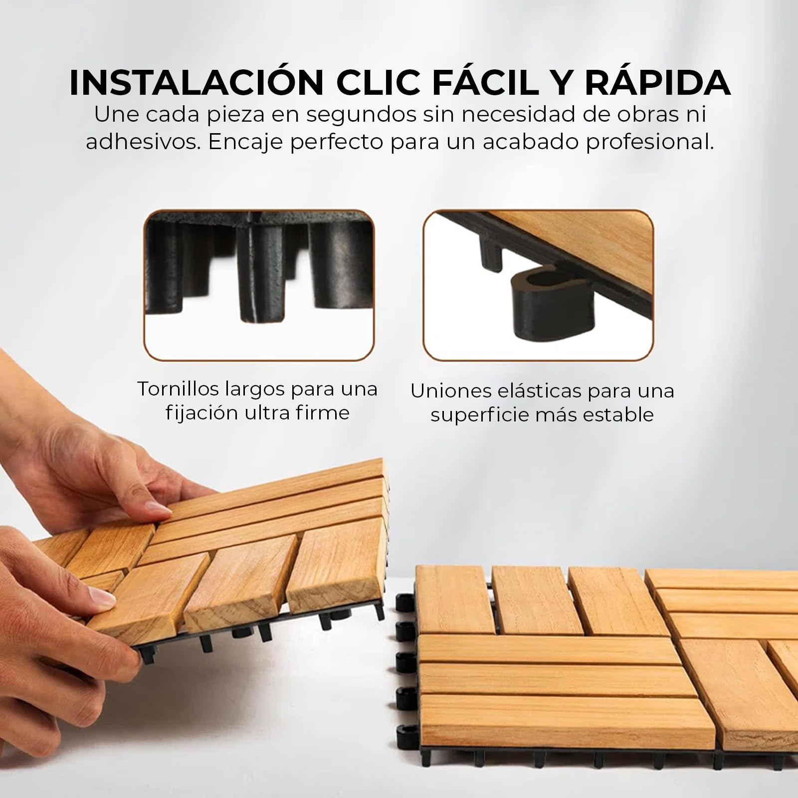 YOEVU Set de 11 Baldosas de exterior Madera de Acacia, Acacia Dorado