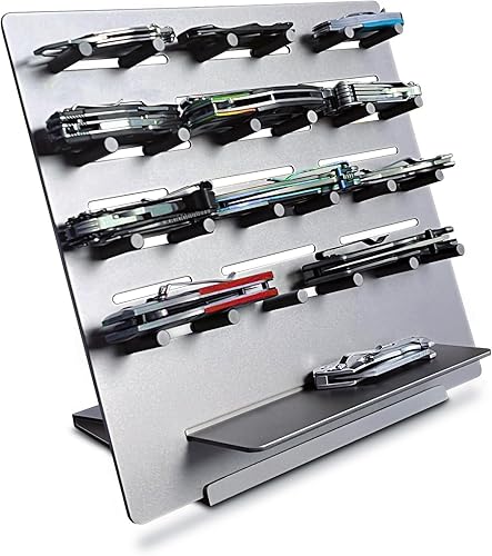 Soporte de exhibición de cuchillo de bolsillo, herramienta EDC y soporte de almacenamiento multiherramienta, aleación de aluminio de 12 pulgadas,