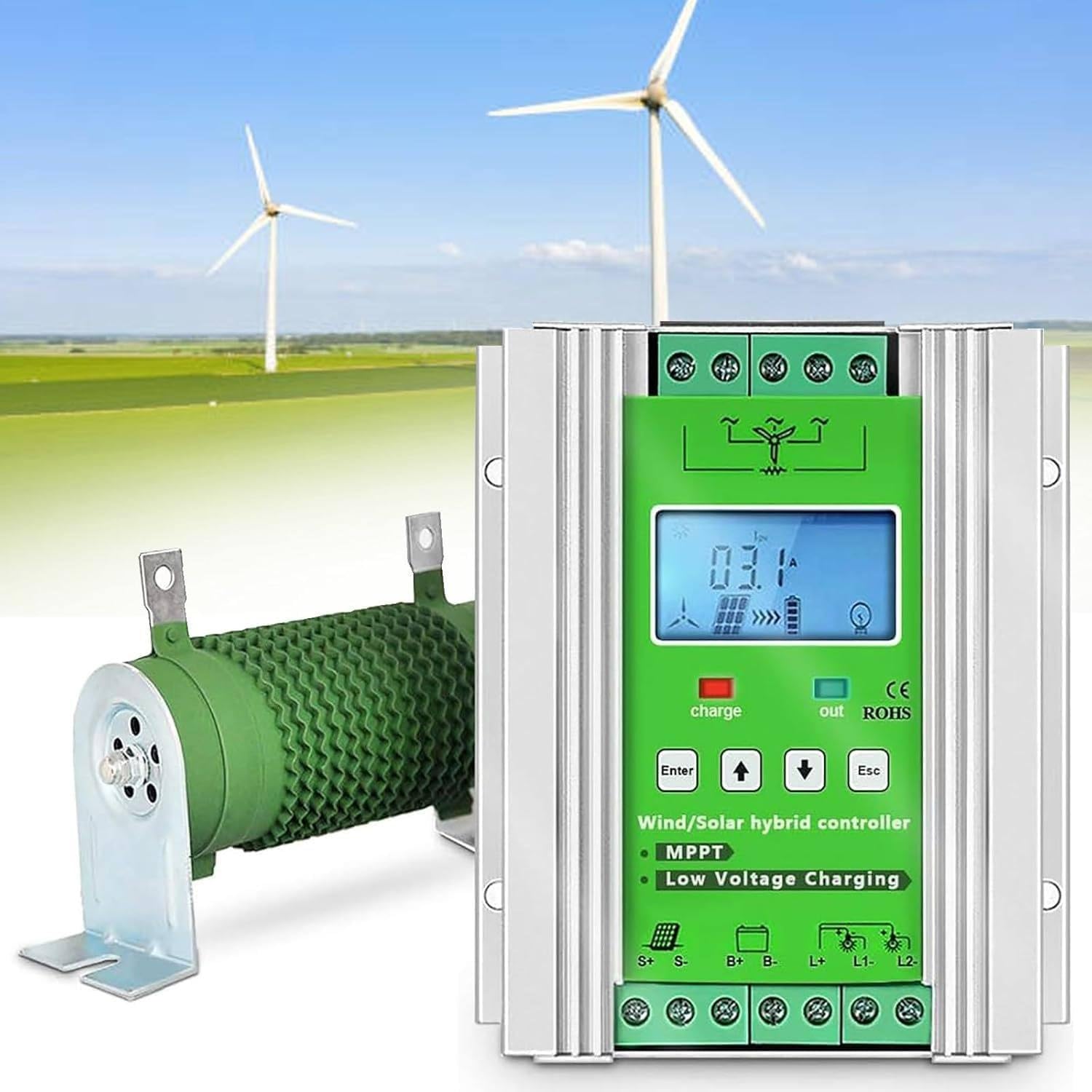 Nowy ulepszony hybrydowy kontroler ładowania energii wiatrowej 5000W/6000W/8000W/10000W/12000W 12V/24 V/48V automatyczny przełącznik regulatora do ładowarki z turbiną wiatrową(24V-48V,10000W)