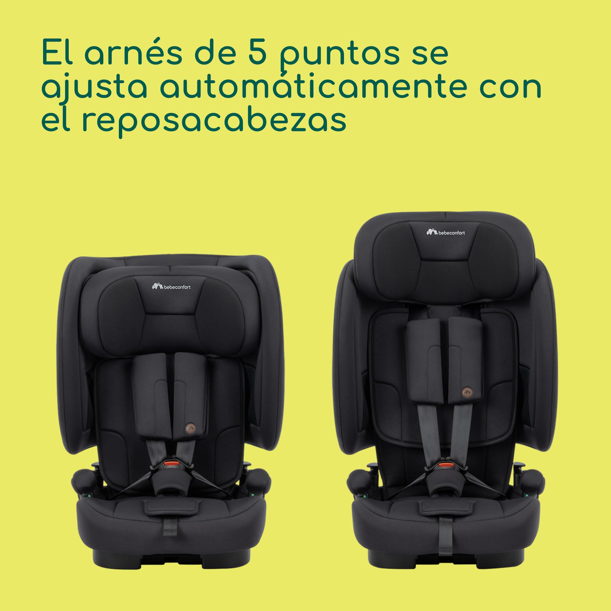 Bebeconfort Ever & Go i-Size, Silla Coche Evolutiva, 15 meses-12 años, 76-150 cm, Silla Coche Plegable de Viaje ISOFIX, Compacta y Ligera (5kg), 15 Posiciones Reposacabezas, Full Black
