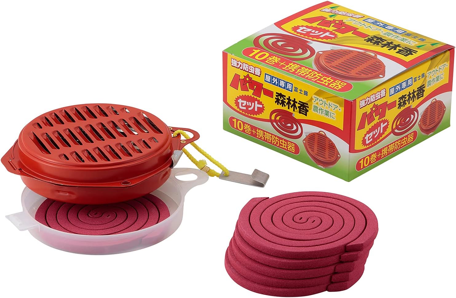 コダマ パワー森林香 10巻 携帯防虫器セット 屋外専用 アウトドア 農作業 防虫線香 Bouchusenko 防虫 殺虫用品 Amazon