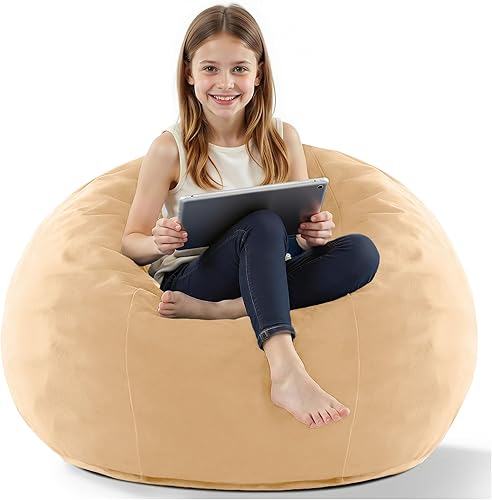 Miniatura 60 de HABUTWAY Silla Puf de 3 Pies de Terciopelo Lujoso de Piel Ultra Suave con Espuma Viscoelástica de Alto Rebote, Sillas Puf para Adultos, Sofá